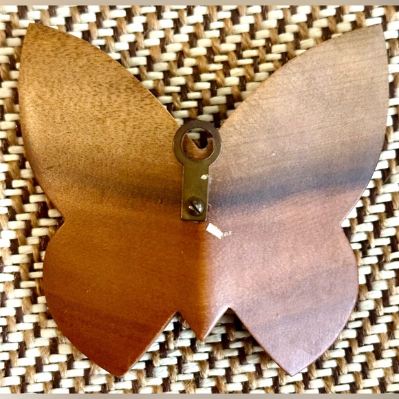 2 Vintage Carved Myrtlewood Carved Butterfly Set Mid Century Modern from Oregon - Picture 3 of 10